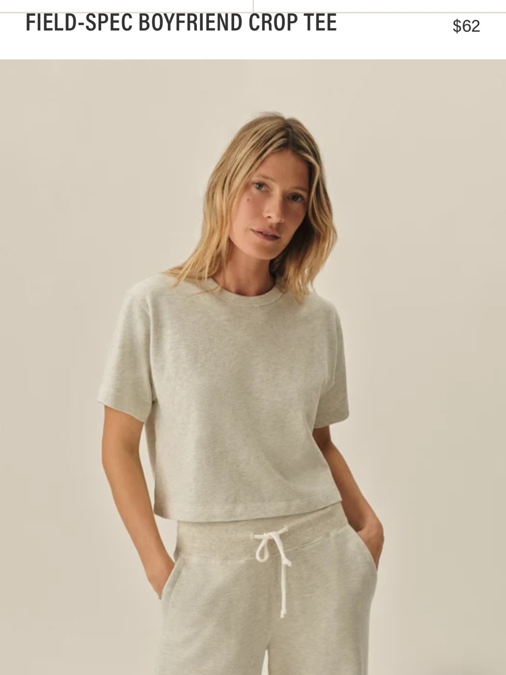 Buck Mason Field-Spec Boyfriend Crop Black & Heather Oat Tees 100% Cotton